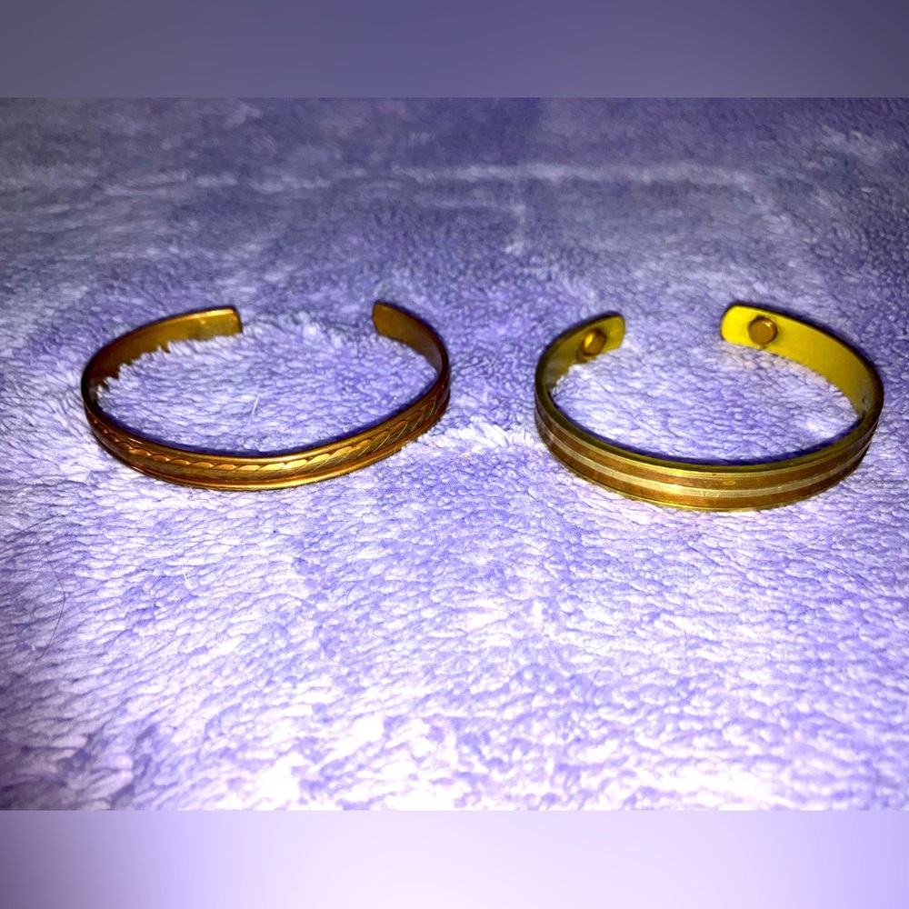 Two brass cuff bracelets adjustable